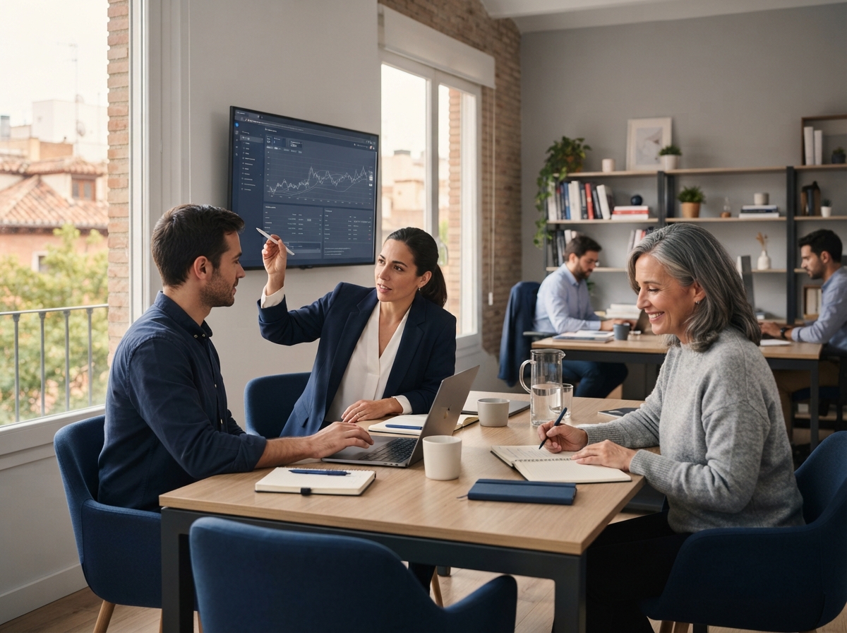 Torre Ahorrencia — equipo analizando modelos predictivos en un entorno de trabajo remoto